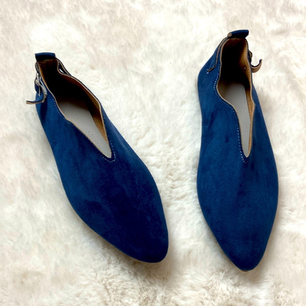 Blue slip on suede like flats NWOT size 6/37